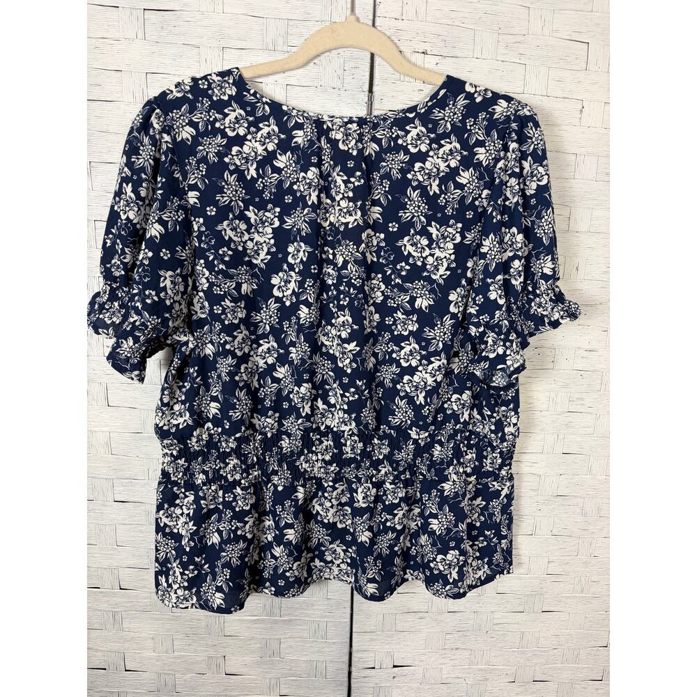 Coco & Shay women's blouse peplum floral balloon sleeve lightweight feminine - Picture 2 of 9